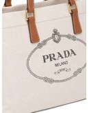 logo-print canvas tote bag