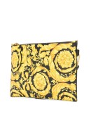 Barocco-print leather pouch bag