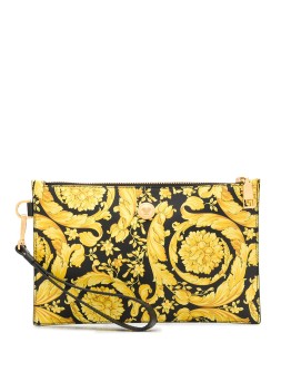 Barocco-print leather pouch bag
