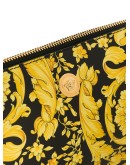Barocco-print leather pouch bag