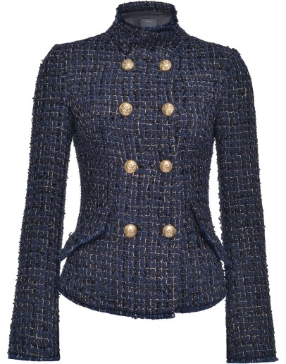 boucle double-breasted fitted jacket