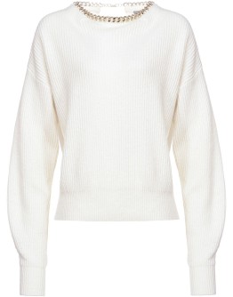 chain-collar ribbed jumper 