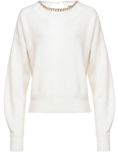 chain-collar ribbed jumper 