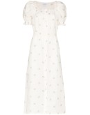 floral-embroidered midi dress
