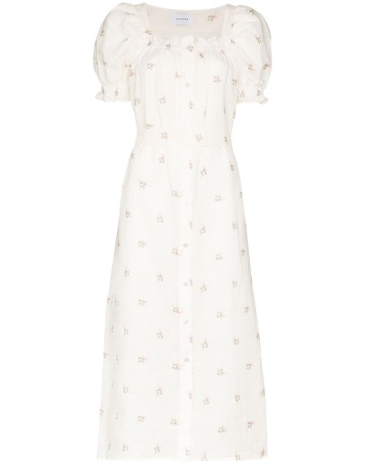 floral-embroidered midi dress