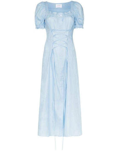 corset-detail midi dress