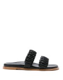 leather macramé flat sandals