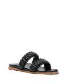 leather macramé flat sandals