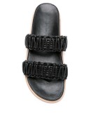 leather macramé flat sandals