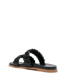 leather macramé flat sandals