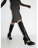 embellished leather knee boots