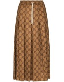GG print pleated midi skirt
