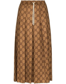 GG print pleated midi skirt