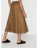 GG print pleated midi skirt