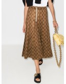 GG print pleated midi skirt