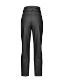 belted faux-leather trousers