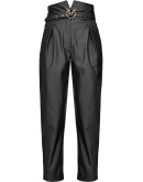 belted faux-leather trousers