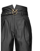 belted faux-leather trousers
