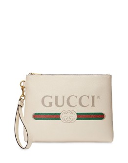 logo print clutch bag