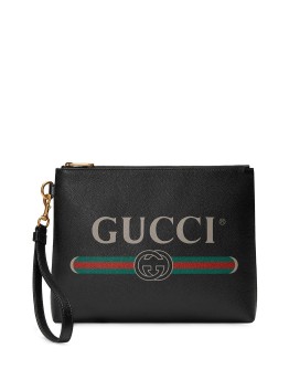 logo print clutch bag