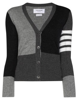 4-Bar motif panelled cardigan
