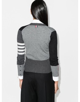 4-Bar motif panelled cardigan