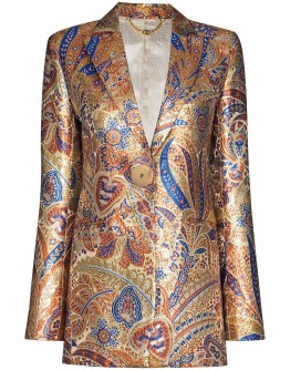 metallic paisley-print blazer jacket