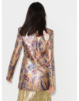 metallic paisley-print blazer jacket
