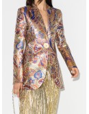 metallic paisley-print blazer jacket