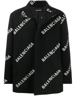 all-over logo cropped coat