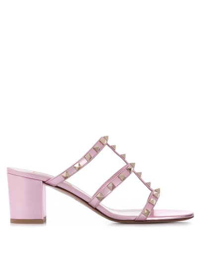 Rockstud metallic-effect 60mm mules