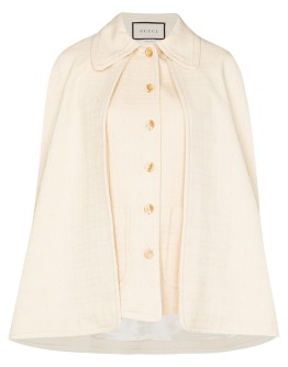 detachable cape-effect tweed vest