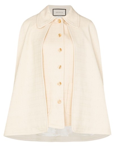 detachable cape-effect tweed vest