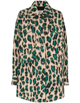leopard print single-breasted coat