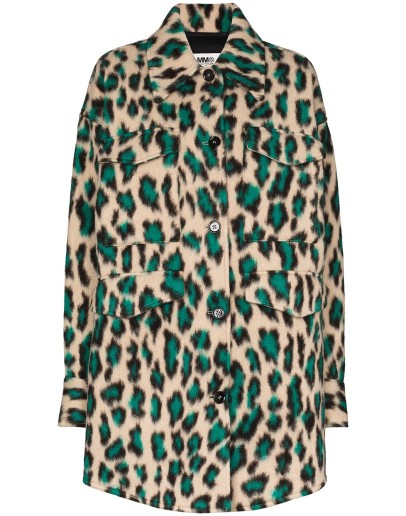 leopard print single-breasted coat