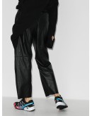 faux leather track pants