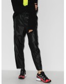 faux leather track pants