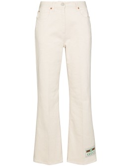 logo patch flared jeans
