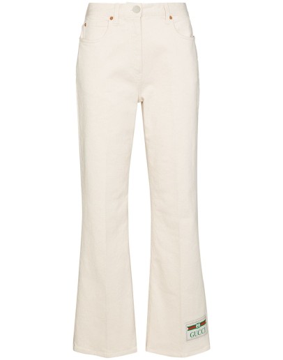 logo patch flared jeans