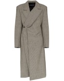 check-pattern wrap-around coat