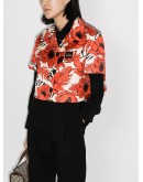 floral-print cropped bowling shirt