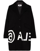 oversized logo-print cocoon coat