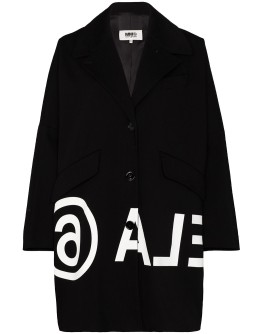 oversized logo-print cocoon coat