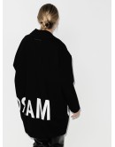 oversized logo-print cocoon coat