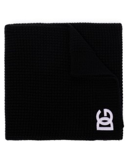 logo-embroidered cashmere scarf