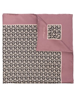 Gancini logo-print silk scarf