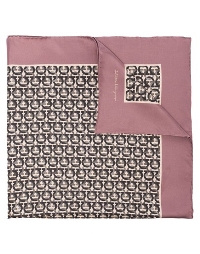 Gancini logo-print silk scarf