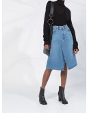 A-line denim midi skirt