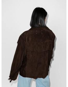 fringe-detail long-sleeve jacket