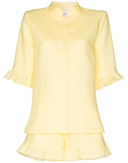 ruffle-sleeve button-down shirt